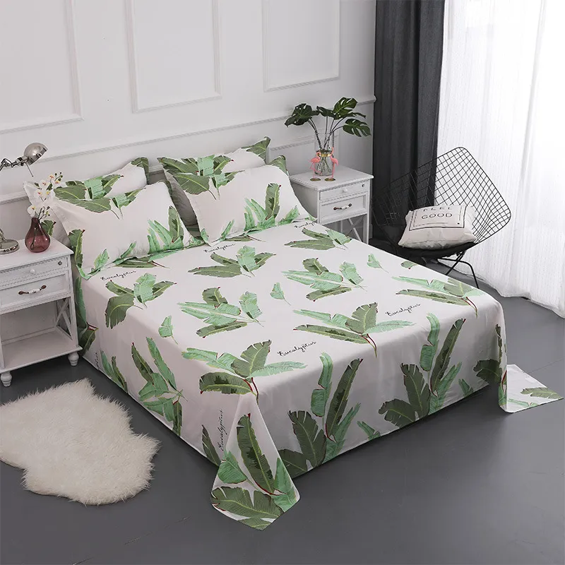 Elegant Print Floral Cotton Fabric Flat Sheet Bed Linens Single/Double