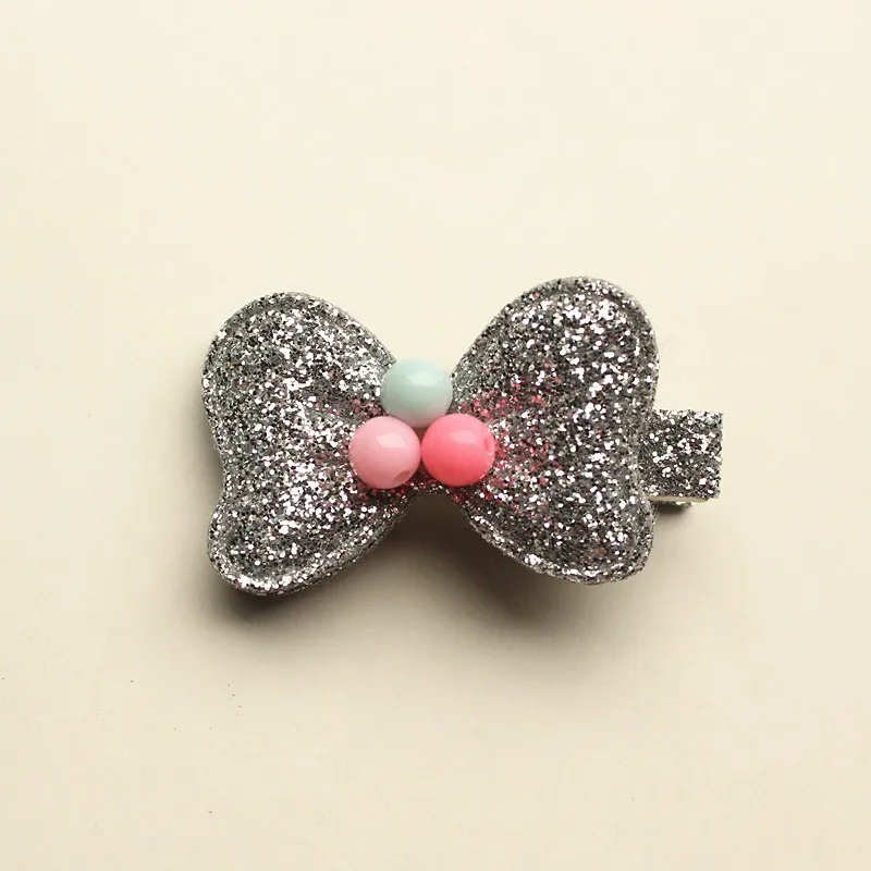 New Baby Hairpins Good Shinning Leather Hair Accessories Mini Size Glitter Felt Bows Kids Hair Clips Bowknot