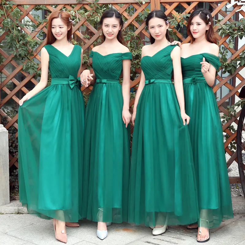 Nya koreanska brudtärklänningar Long White Choir Sisters Shouwan Dress Costumes Green A GASH Formal Dresses Hy0004