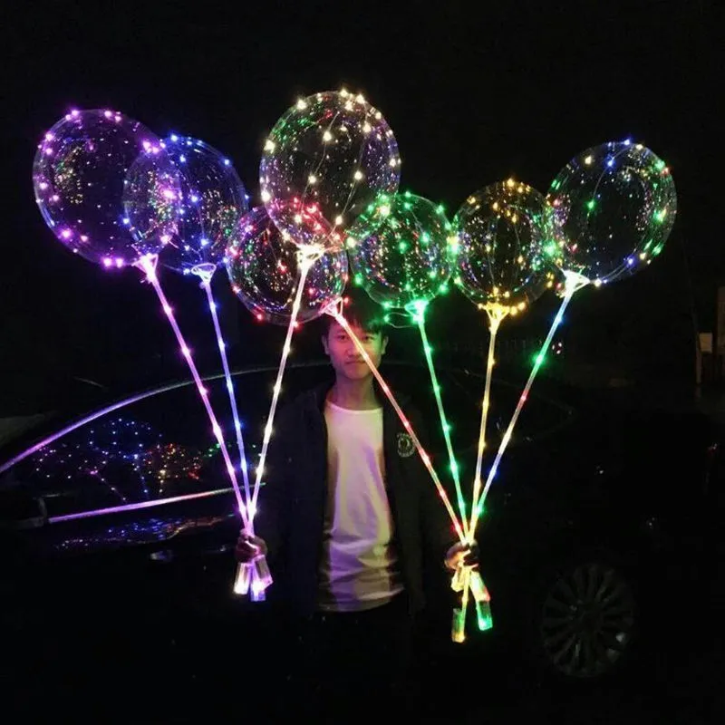Luminous BOBO Ballon mit Stick 3 Meter LED Leuchten Transparente Ballons mit Pole Stick für Weihnachtsschmuck