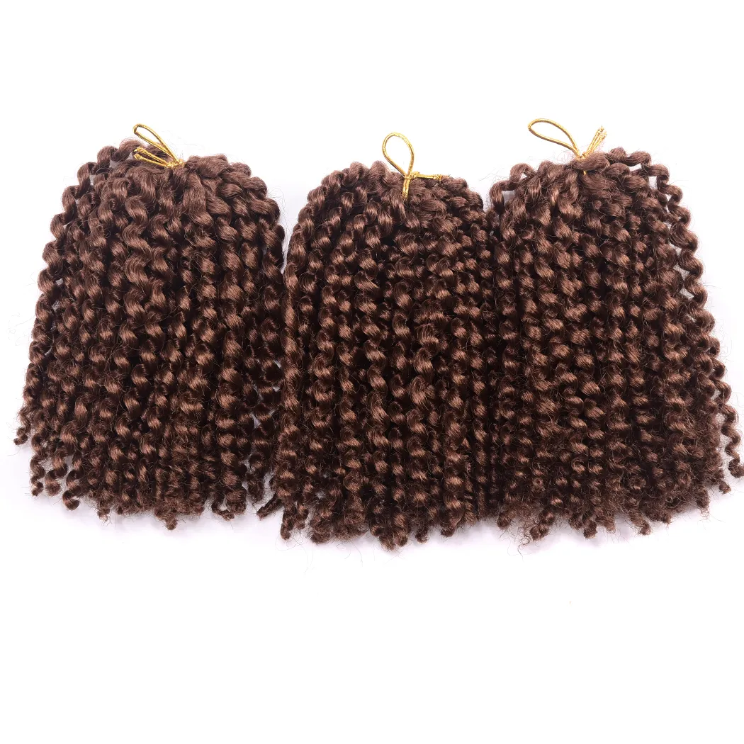 Belles Extensions Ombre 8 ''Marlybob Crochet tresses 3 pièces crépus bouclés torsion cheveux synthétiques tressage cheveux