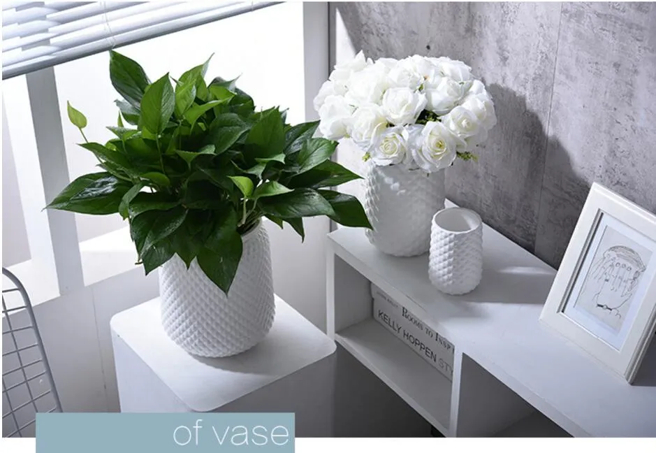 Vaso 35cer￢mico moderno para decora￧￣o de casa Vaso de mesa de mesa branca preta amarela colorida225c