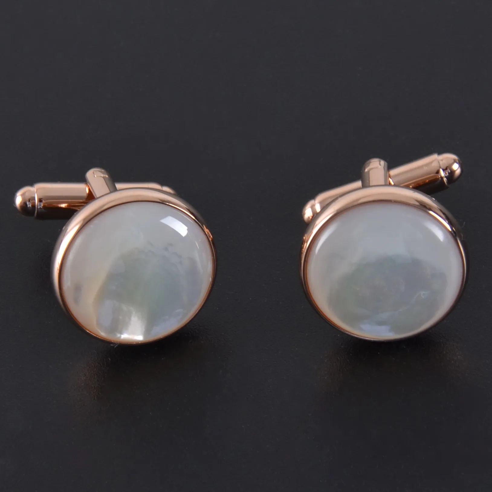 Uroczy biżuteria Mężczyźni Formalna Dress Garnitur Ślub Prom Cufflinks i Studia Ustaw Okrągły Rose Gold Pearl Spinki