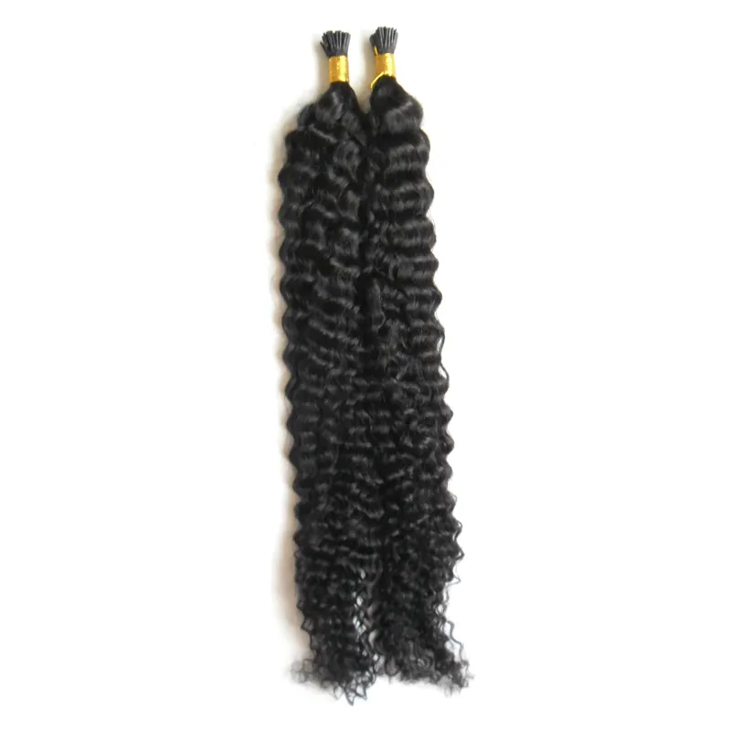 Cabelo Humano Encaracolado brasileiro Eu Dedo Extensões de Cabelo Humano 100g pré amarrado Encaracolado Queratina Extensão Do Cabelo 100 s 14 "16" 18 "20" 22 "24" 26 "