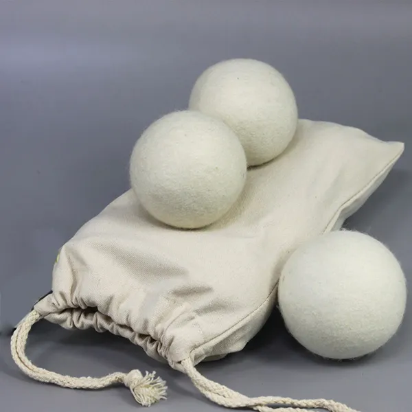 3PCS 7cm Felt Wool Dryer Balls Handy Laundry Balls with Cloth Bag Natural Reusable Saves Drying Time Washing Ball Gift