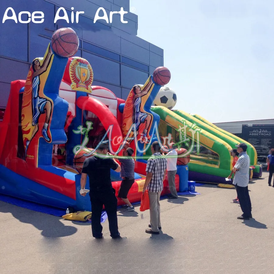Lustiges aufblasbares Basketballkorb-Karnevalsspiel im Großhandel/aufblasbarer Basketball-Doppelschuss für Outdoor-Unterhaltungsspiel