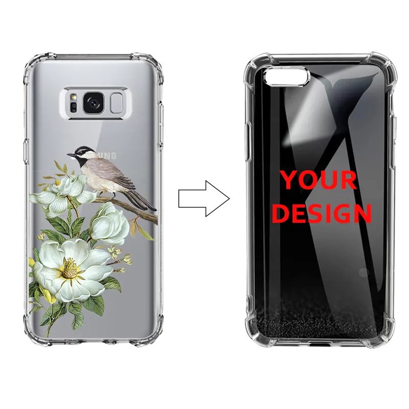 100 pcs / Lot Coque de téléphone personnalisée pour Samsung Galaxy S9 S9 plus Anti-chute Airbag à quatre coins pare-chocs Transparent TPU Soft Back Protector