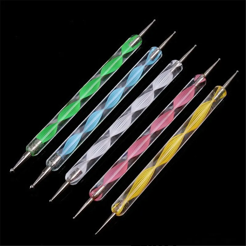 5 stks Nail Art Decoratie Puntjes Pen Set Acryl 2 manieren Marbleizing Tool Nagellak Verf Manicure Dot Pennen Kits9152319