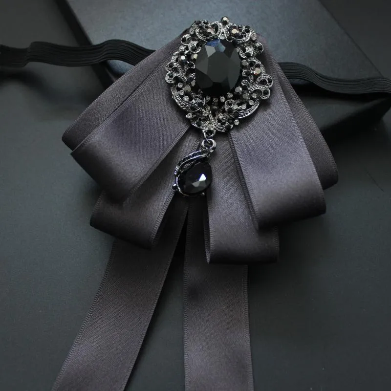 Broche Femme Rétro Satin Cristal Perle - Nœud Cravate Multicolore - Neuf Avec étiquettes