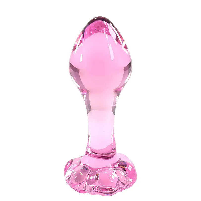 Pink glass anal plug glass butt plug smooth anal plug glassdildo prostata masaje dilatador cuentas anales juguetes sexuales para parejas S924