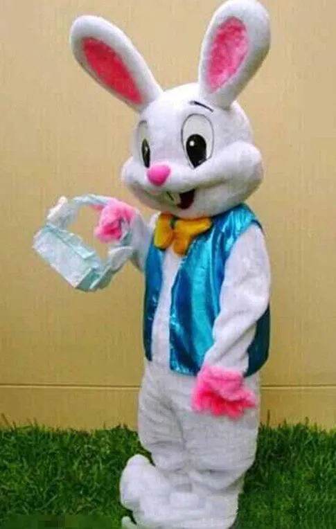 2018 Traje de la mascota caliente de alta calidad Adulto conejito de pascua traje de la mascota conejo de dibujos animados de lujo