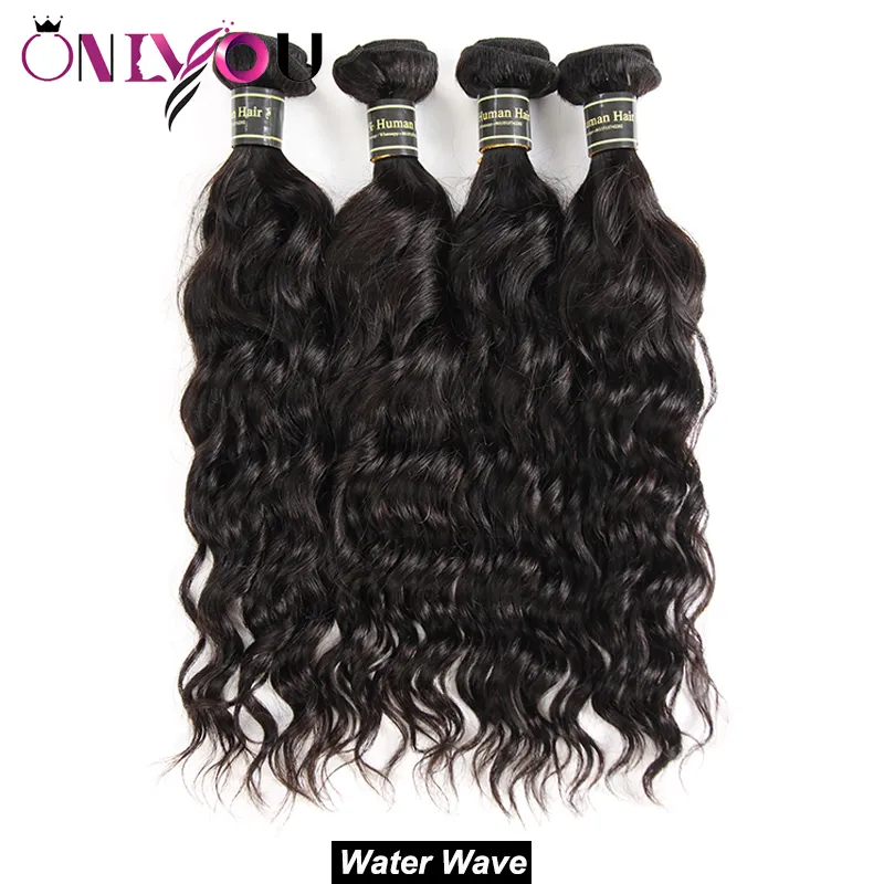 Brésilien Vierge Cheveux Vague de Corps Droite Vague D'eau Profonde Kinkly Bouclés Extensions de Cheveux Humains 10a Grade Trame Armure 3 4 Bundles Natur5413254