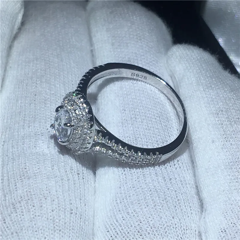 Vecalon Romantic Real Soild 925 Srebrny Pierścień Owalny Cut 1ct Sona 5a Cyrron CZ Pierścienie Wedding Pierścienie dla kobiet Prezent 9284936