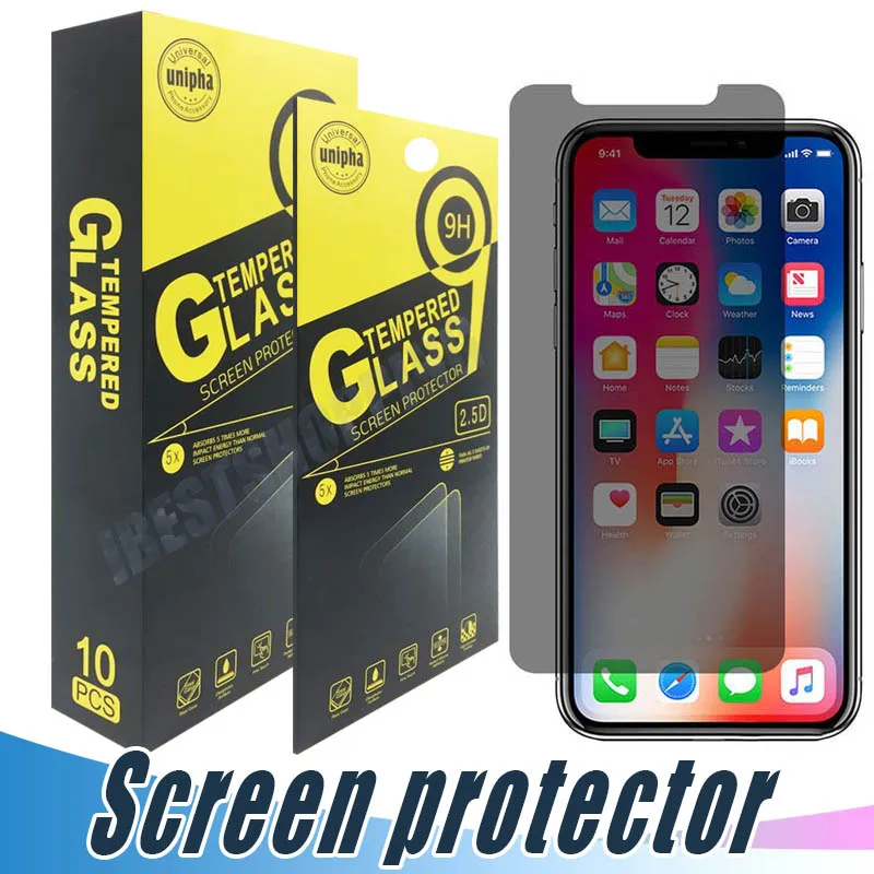 För iPhone 14 13 12 Mini 11 Pro Max X Xr Xs Max 8 7 6 6S Plus Privacy Anti-Spy skärmskydd i härdat glas med detaljhandelspaket