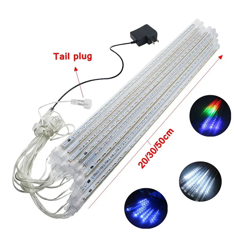 En gros 8 pièces/ensemble chute de neige LED bande lumineuse lumière de noël pluie Tube météore pluie LED Tubes lumineux 100-240 V prise ue/US