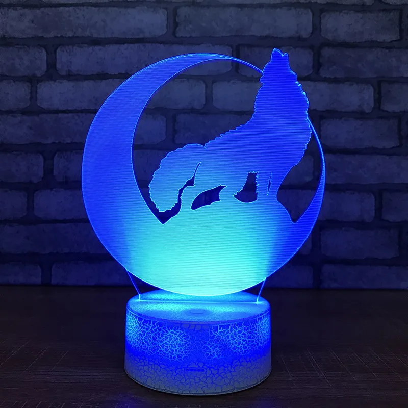 3D Wolf Acrylic LED Night Light Changing Touch Desk Lamp Decorative Table Light From Alisi2018 23.52 DHgate.Com