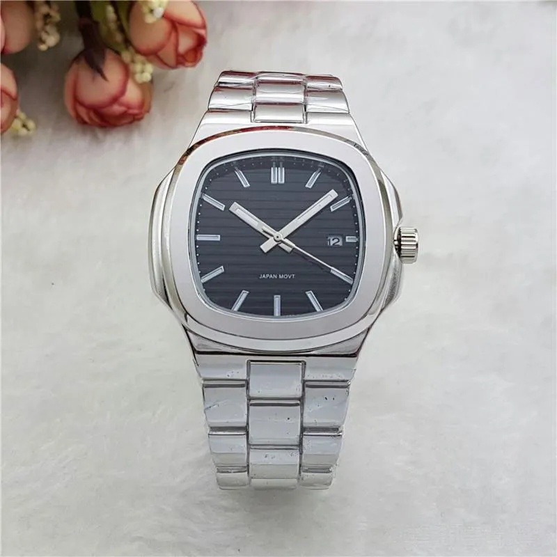 2018 New Auto Date Mens watches Luxury Fashion Stainless Steel Band Top Brand Quartz Wristwatches Waterproof Classic Clock Relojes For Men