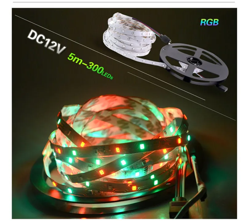 LED 스트립 라이트 DC12V 5M 300 LED SMD3528 5050 5630 DIODETAPE 단일 색상 고품질 리본 유연한 홈 디코레이션 조명