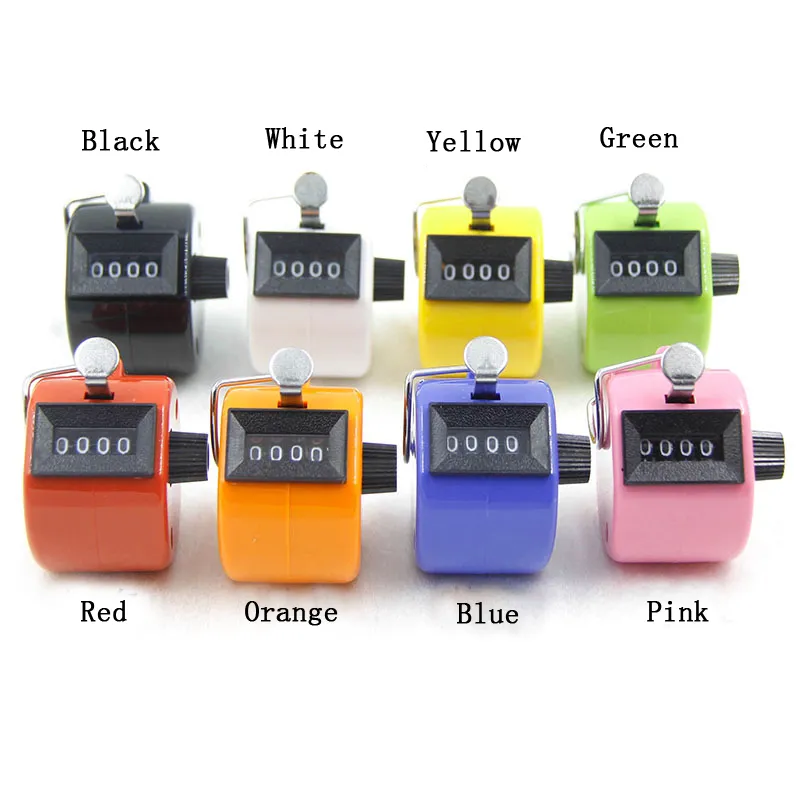 Clicker 4 Digit Number Counters Plastic Shell Hand Finger Display Manual Counting Tally Clickers Timer Soccer Golf Counter Training Counters