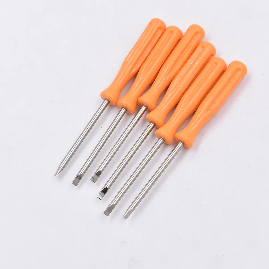 3.0x100mm 45 # acier Orange lame plate à tête plate type de fente tournevis à fente droite PH0 tournevis Phillips 3mm 500 piècesr