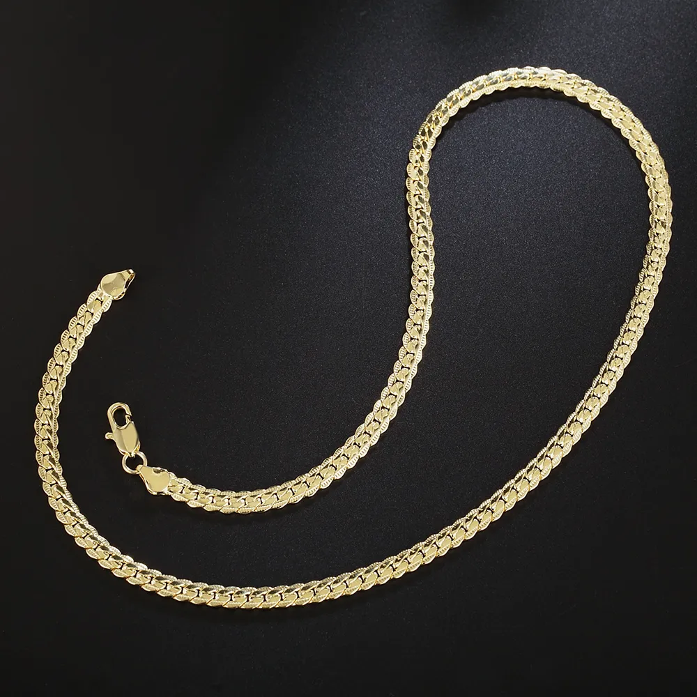 Factory Wholesale 18K Gold Plated 5MM Snake Chain Necklace Length 50CM Cool Fashion Party Men's Jewelry Top Quality 