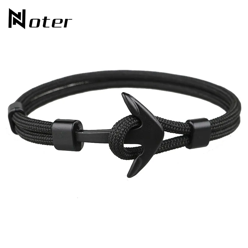 2018 Nova Chegada Minimalista Preto Âncora Pulseira Mens Corda Cadeia Para Homens Acessórios de Jóias Mão Braçadeira Heren Pulseras