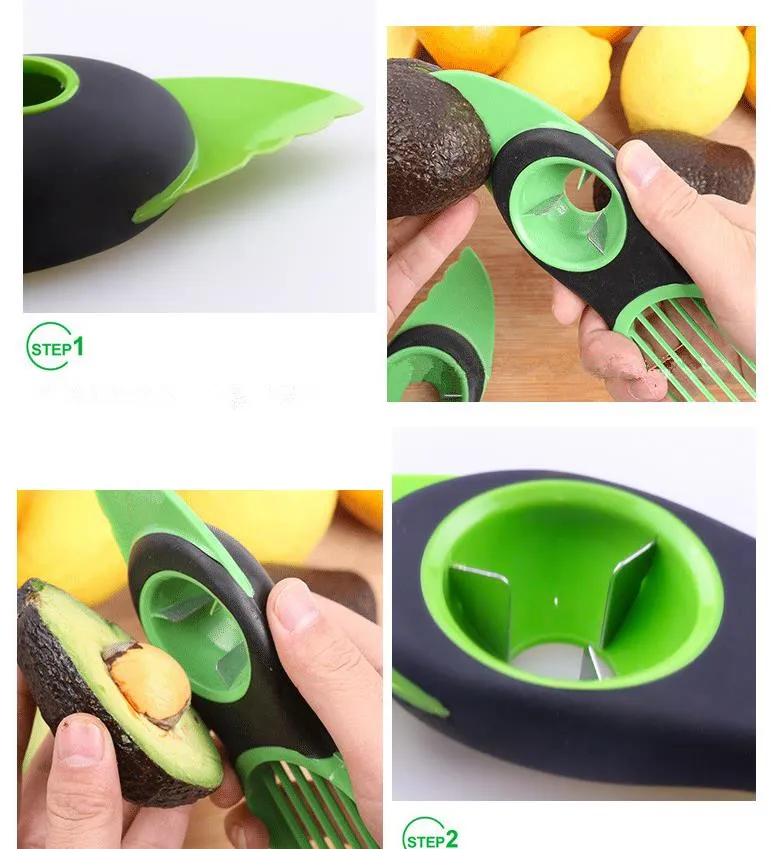 Portble 3in1 Safety Avocado Slicer Corer Plastic Fruit Pitter Cooking Tools Drable Blad Kitchen Accessories A1161851052