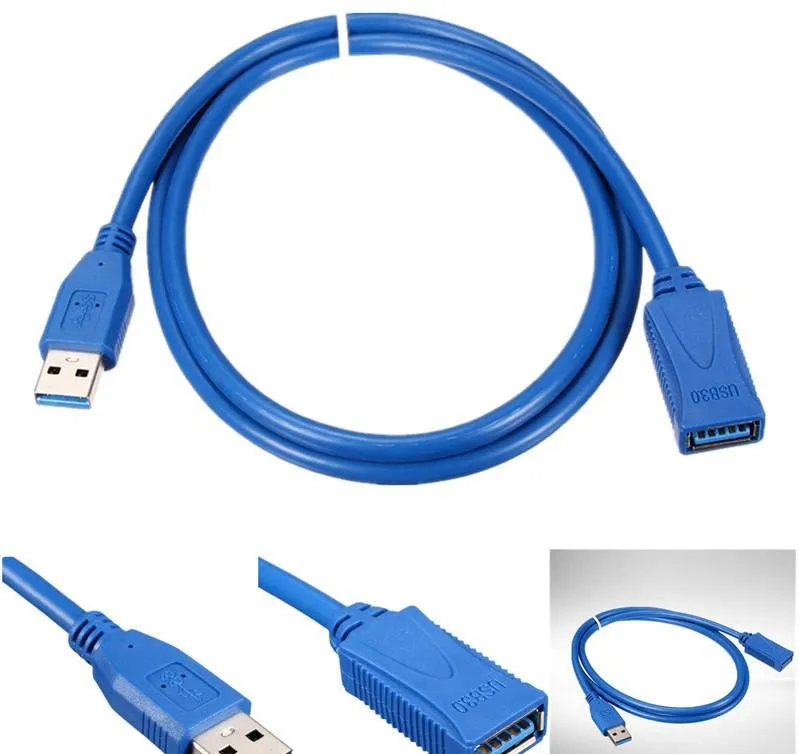 0.3m 1m 1.5m高速USB 3.0男性からメスケーブルワイヤー拡張データ転送m / fケーブルブルー