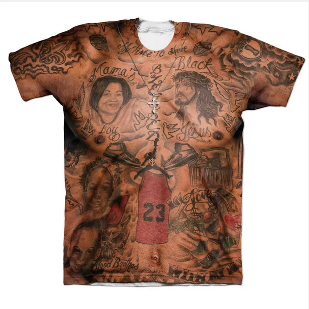 2023 Yeni Moda Erkek / Bayan JR Smith Dövmeler Vintage Indian Tribe Tatto Komik 3D Baskı Casual T-Shirt 02