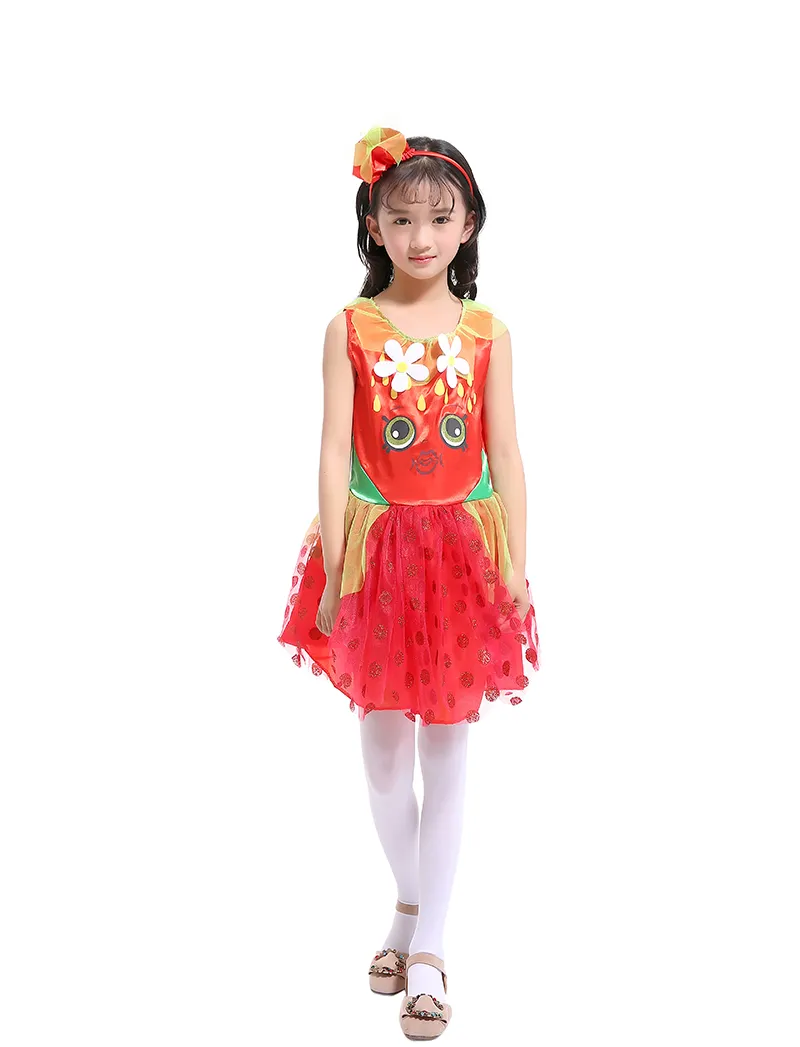 Costumes Halloween Vêtements pour enfants filles Strawberry princess robe Dance costume avec bandeau tutu jupe filles robes cosplay performance