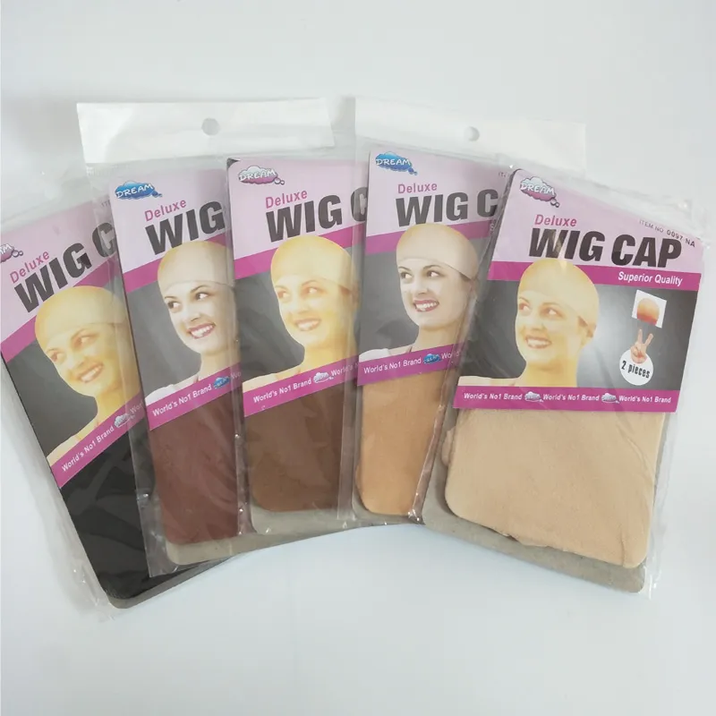 Deluxe Wig Cap 24 enheter (12baggar) HairNet för att göra peruker Svart brun Strumpband Wig Liner Cap Snood Nylon Mesh Cap i 5 färger