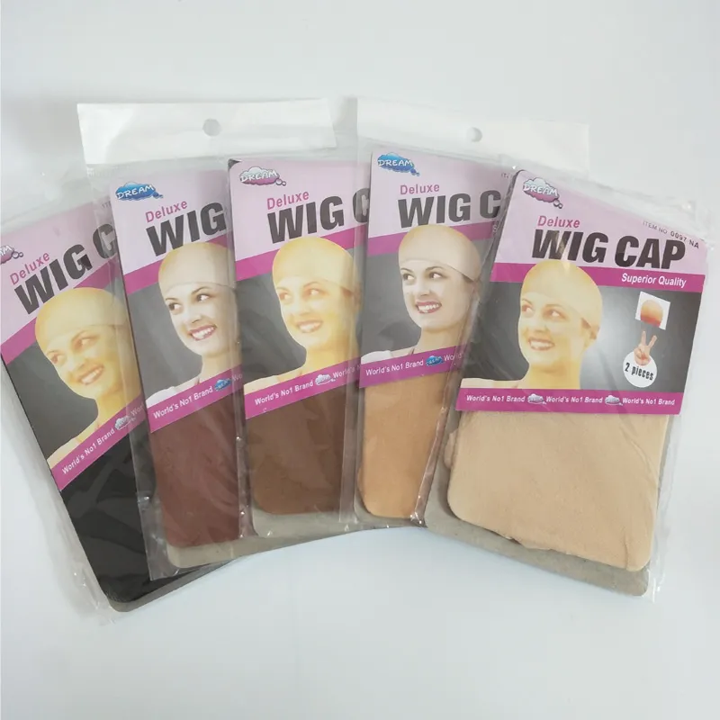 Deluxe Wig Cap 24 Enheter (12bags) Hairnet för att göra peruker svartbrun strumpa peruk foder cap snood Nylon mesh cap i 5 färger