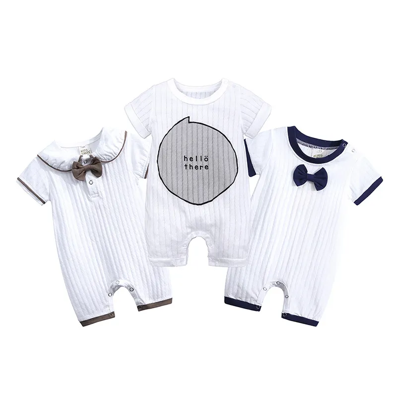 Baby Boy Gentleman Romper: Summer Short Sleeve Cotton Onesie With