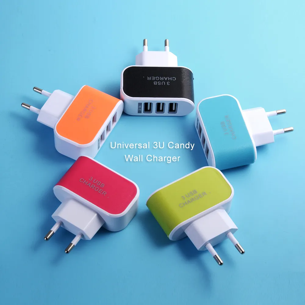 3USB Candy Charger Beauty Plug Spara Mycket Socket Space Family Utility Säkerhetsplugg Mobiltelefon Laddare Amerikanska Standard USA