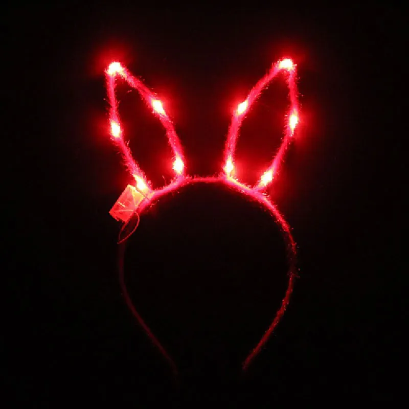 Çocuklar Yetişkinler Bunny Kulakları Yanıp Sönen LED Glow Kafa Hairband Kadınlar Bar KTV Gece Kulübü Elbise Dekor Glow Parti Malzemeleri QW7102