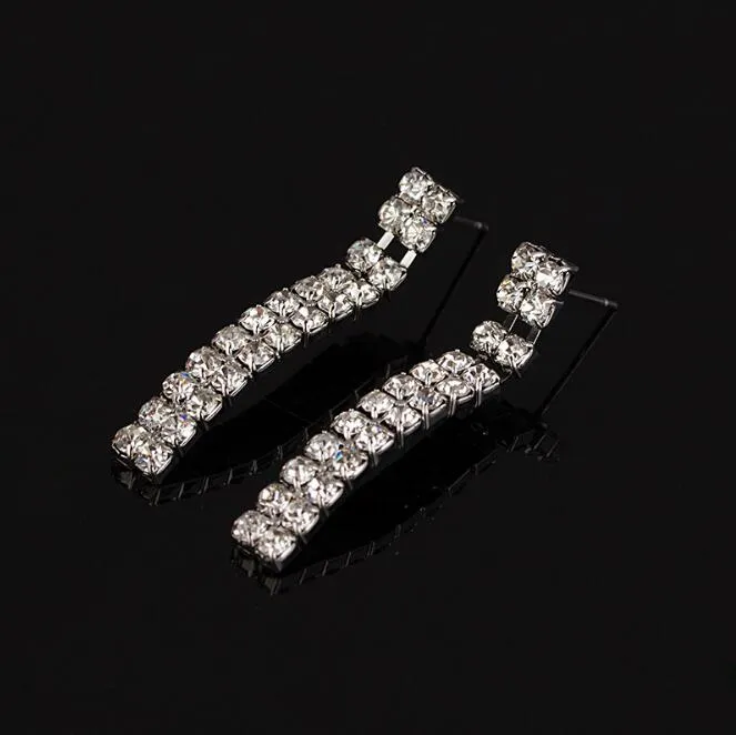 Delicate Bridal Crystal Ketting Witte Rhinestones Mozaïek Trouwjurk Sieraden Lady Oorbellen Ketting Set Jurk Accessoires