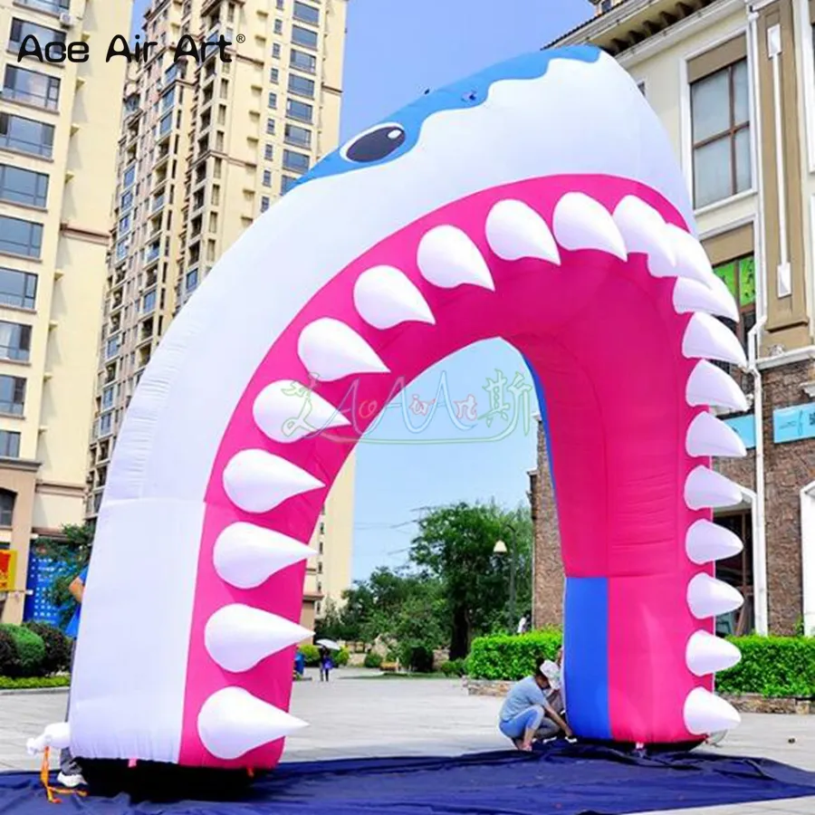 Entrada decorativa do festival personalizado Arco de modelo de boca de tubar￣o infl￡vel para eventos de festa e publicidade feita por Ace Air Art