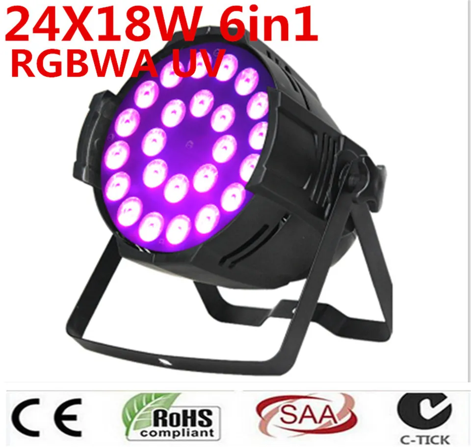 10 pz 24x18 w rgbwa + uv 6in1 dmx led par led de lujo los dere dj iluminacion 6in1 rgbwa uv llevo luz de la agualdad dj dmx luz