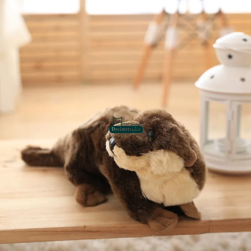 Dorimytrader Lovely Mini Simulated Animal Otter Plush Doll fylld realistisk Otter Toy Gift for Children Decoration 16CM DY4811543