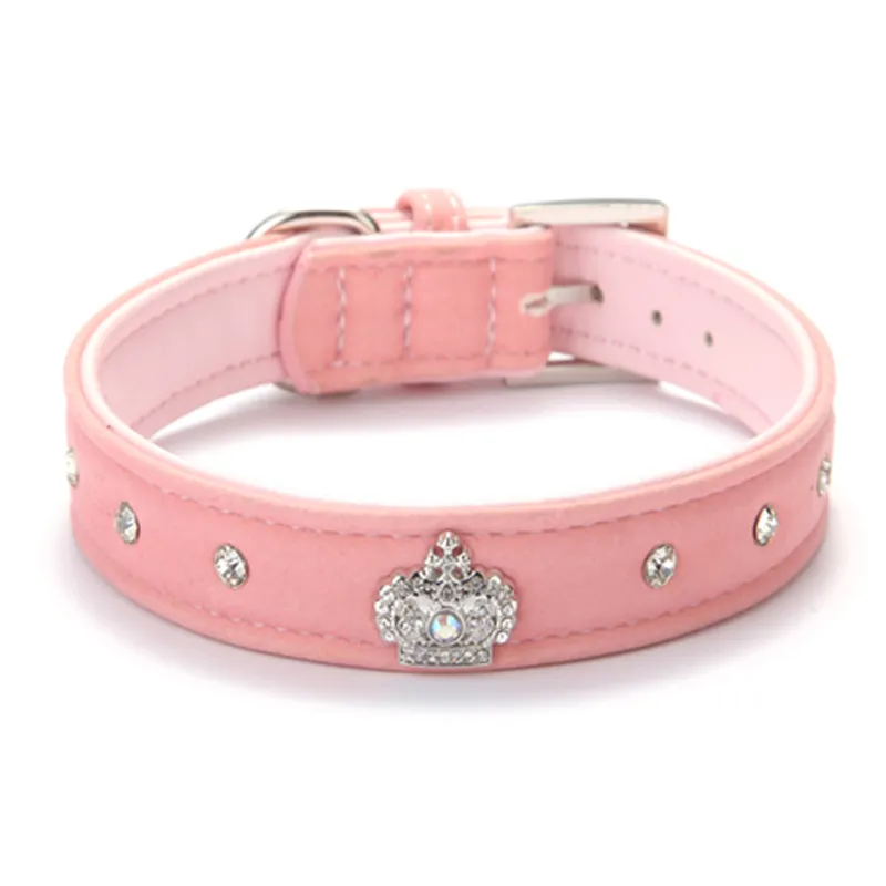 Rhinestones Crown Cão Collar Macio Material Ajustável NecklacePet Cog Gato Collars com 4Colors XS S M L XL Frete Grátis