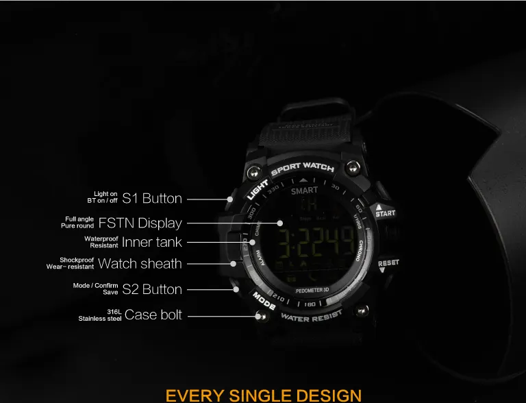 Bluetooth Clock EX16 Smart Watch Notification Remote Control Pedometer Sport Watch IP67 Waterproof Men039s Wristwatch For iphon9932585