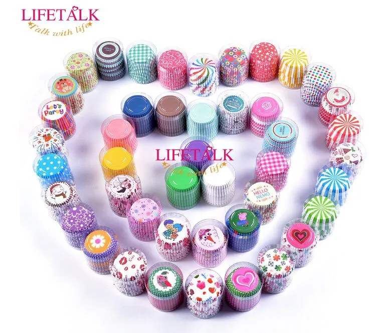 11cm anti oil paper Cupcake cares Baking mold 100 cake papers cups in spot 45 kinds of flower color cakes embryo