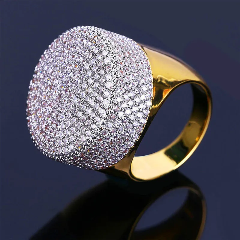 Bling Iced Out Gold Rings Mens Hip Hop Jewelry Cool CZ Stone Luxury Deisnger Men Hiphop Rings