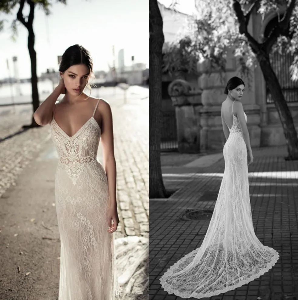 Gali Karten Lace Mermaid Wedding Dress with Backless Spaghetti Straps and  Appliqued Lace Bridal Gown, Robe de Mariee