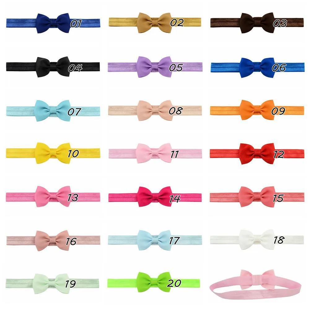 Whole lot Baby Girl Small Bow Tie Headband DIY Grosgrain Ribbon Bow Elastic Hair Bands For Infant Toddler Hair Accessor9702650