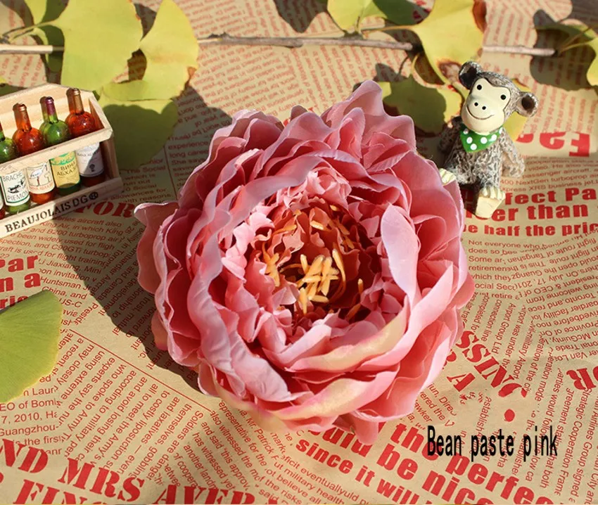 120 pièces 14 cm fleurs artificielles pour les décorations de mariage têtes de fleurs de pivoine en soie décoration de fête mur de fleurs toile de fond de mariage blanc 7435376