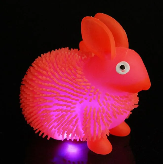 LED Light Up Rabbit Flash dedo Bouncing Ball Dedo Brinquedos Piscando Animal de estimação Dos Desenhos Animados do brinquedo Do Bebê Atividade Brinquedos Crianças descompressão Brinquedos
