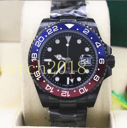 Luksusowy zegarek Nowy Styl Stal nierdzewna z powłoką Blue Red 40mm 116710 Ceramiczna Bezel Automatyczne Mechaniczne Mężczyźni Zegarki Najwyższej Jakości