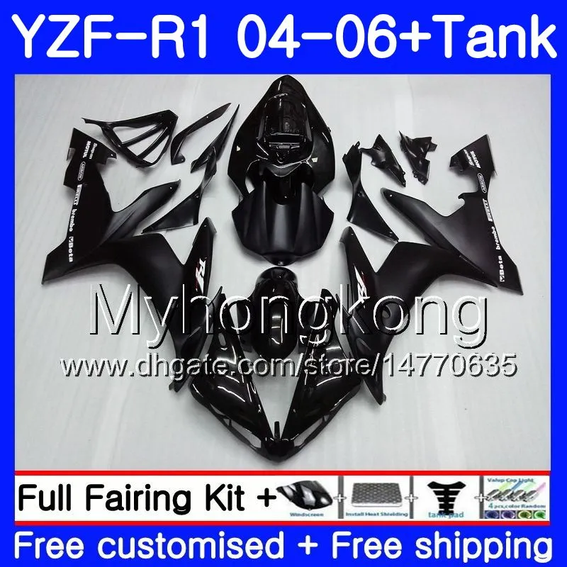 Body+Tank For YAMAHA YZF R 1 YZF-1000 YZF 1000 YZFR1 04 05 06 232HM.0 YZF1000 YZF-R1 04 06 YZF R1 2004 2005 2006 Fairing Factory Gloss black