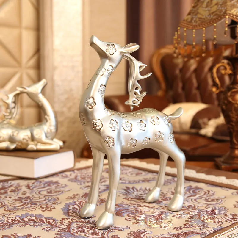 Natal promocional decoração home casais Polyresin veado estátua figura de animal resina ornamentos / ofícios